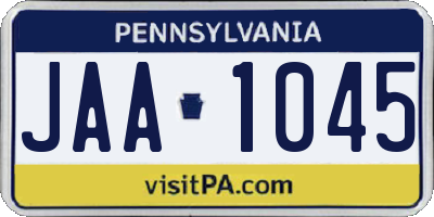 PA license plate JAA1045