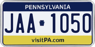 PA license plate JAA1050