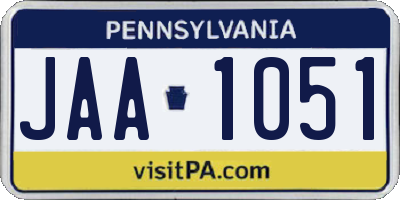 PA license plate JAA1051
