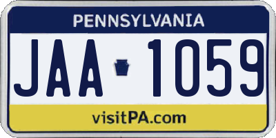 PA license plate JAA1059
