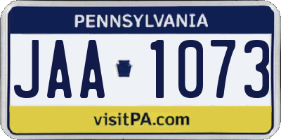 PA license plate JAA1073
