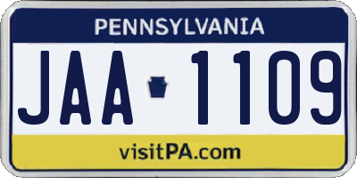 PA license plate JAA1109