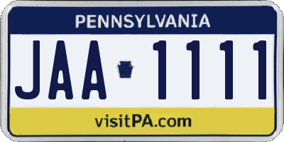 PA license plate JAA1111