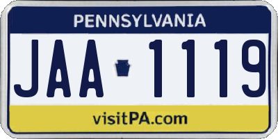 PA license plate JAA1119
