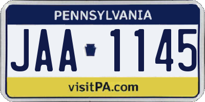PA license plate JAA1145