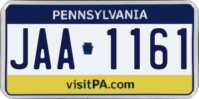 PA license plate JAA1161