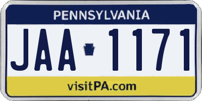 PA license plate JAA1171
