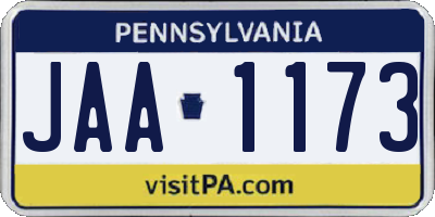 PA license plate JAA1173
