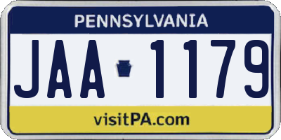 PA license plate JAA1179