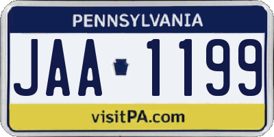 PA license plate JAA1199