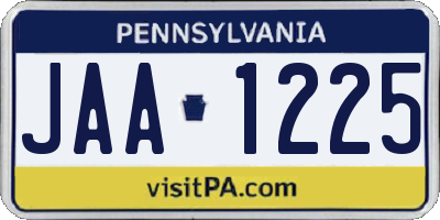 PA license plate JAA1225