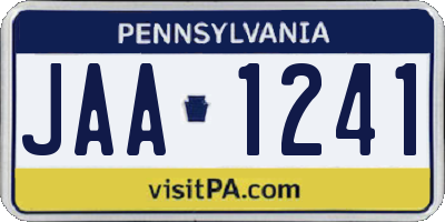 PA license plate JAA1241