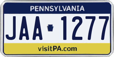 PA license plate JAA1277
