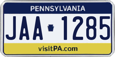 PA license plate JAA1285