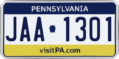 PA license plate JAA1301