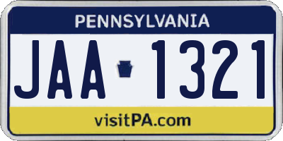PA license plate JAA1321