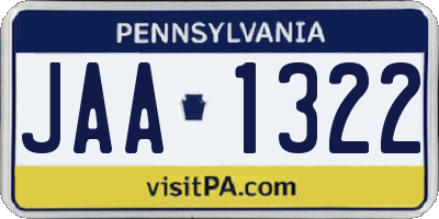 PA license plate JAA1322