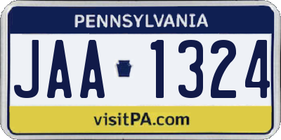 PA license plate JAA1324