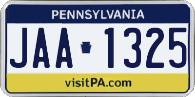 PA license plate JAA1325