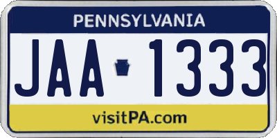 PA license plate JAA1333