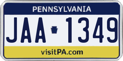 PA license plate JAA1349
