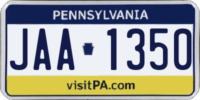 PA license plate JAA1350