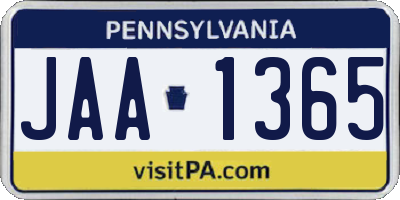 PA license plate JAA1365