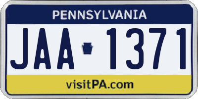 PA license plate JAA1371