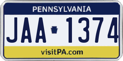 PA license plate JAA1374