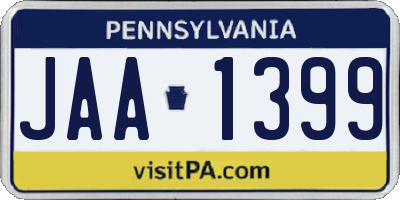 PA license plate JAA1399