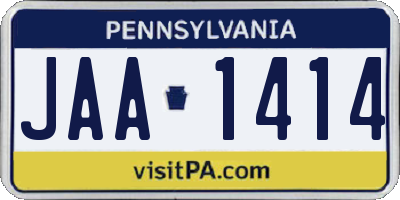 PA license plate JAA1414
