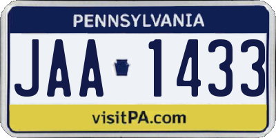 PA license plate JAA1433