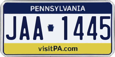 PA license plate JAA1445
