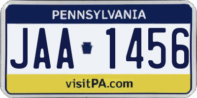 PA license plate JAA1456