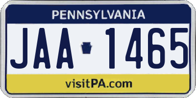 PA license plate JAA1465