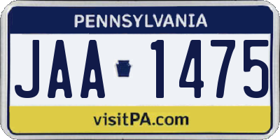 PA license plate JAA1475