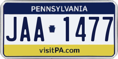 PA license plate JAA1477