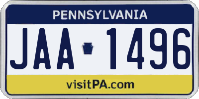 PA license plate JAA1496