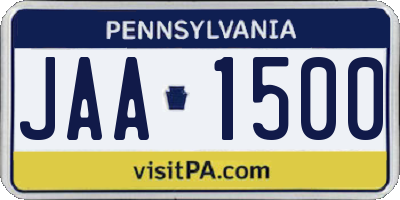 PA license plate JAA1500