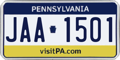 PA license plate JAA1501