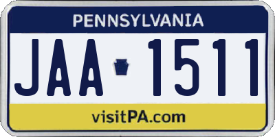 PA license plate JAA1511