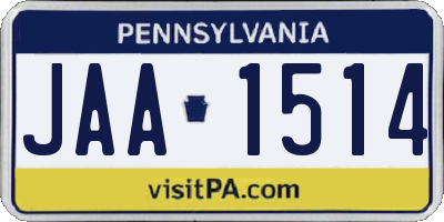 PA license plate JAA1514