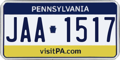 PA license plate JAA1517