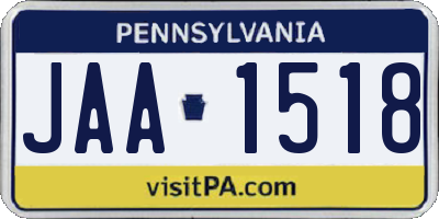 PA license plate JAA1518