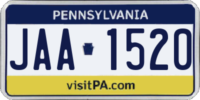 PA license plate JAA1520