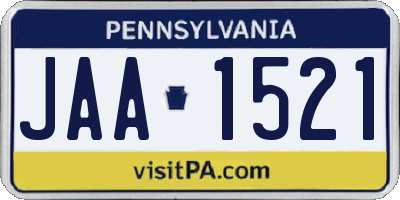 PA license plate JAA1521