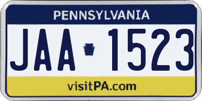 PA license plate JAA1523