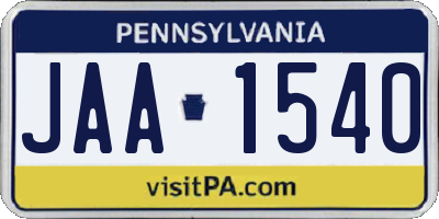 PA license plate JAA1540