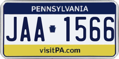 PA license plate JAA1566