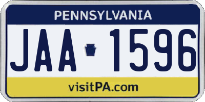 PA license plate JAA1596